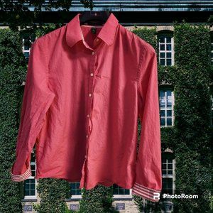 Lauren Ralph Lauren LS Turn Up Cuffs Button Down Shirt Size XL Pink Cotton EUC